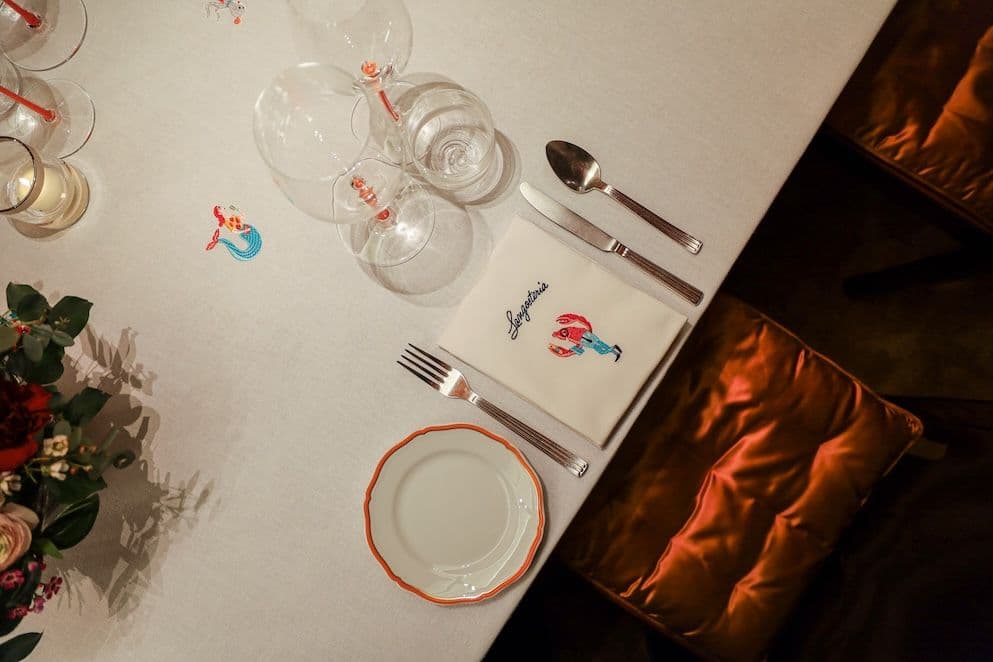 La tovaglia più chic della stagione è quella di Frette per Langosteria