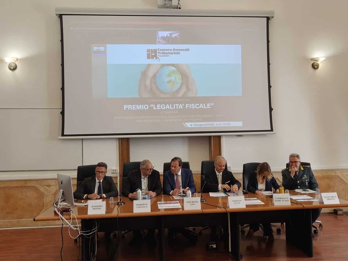 “Legalità fiscale”, Palermo premia il dialogo tra Stato e contribuenti. Al viceministro Maurizio Leo il riconoscimento della Camera Avvocati Tributaristi